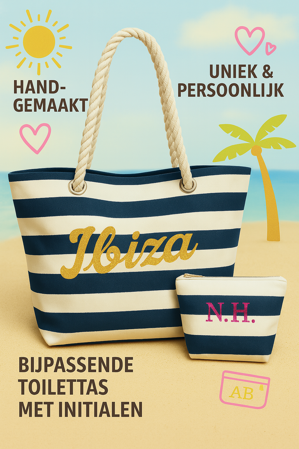 Strandtas met vakantiebestemming