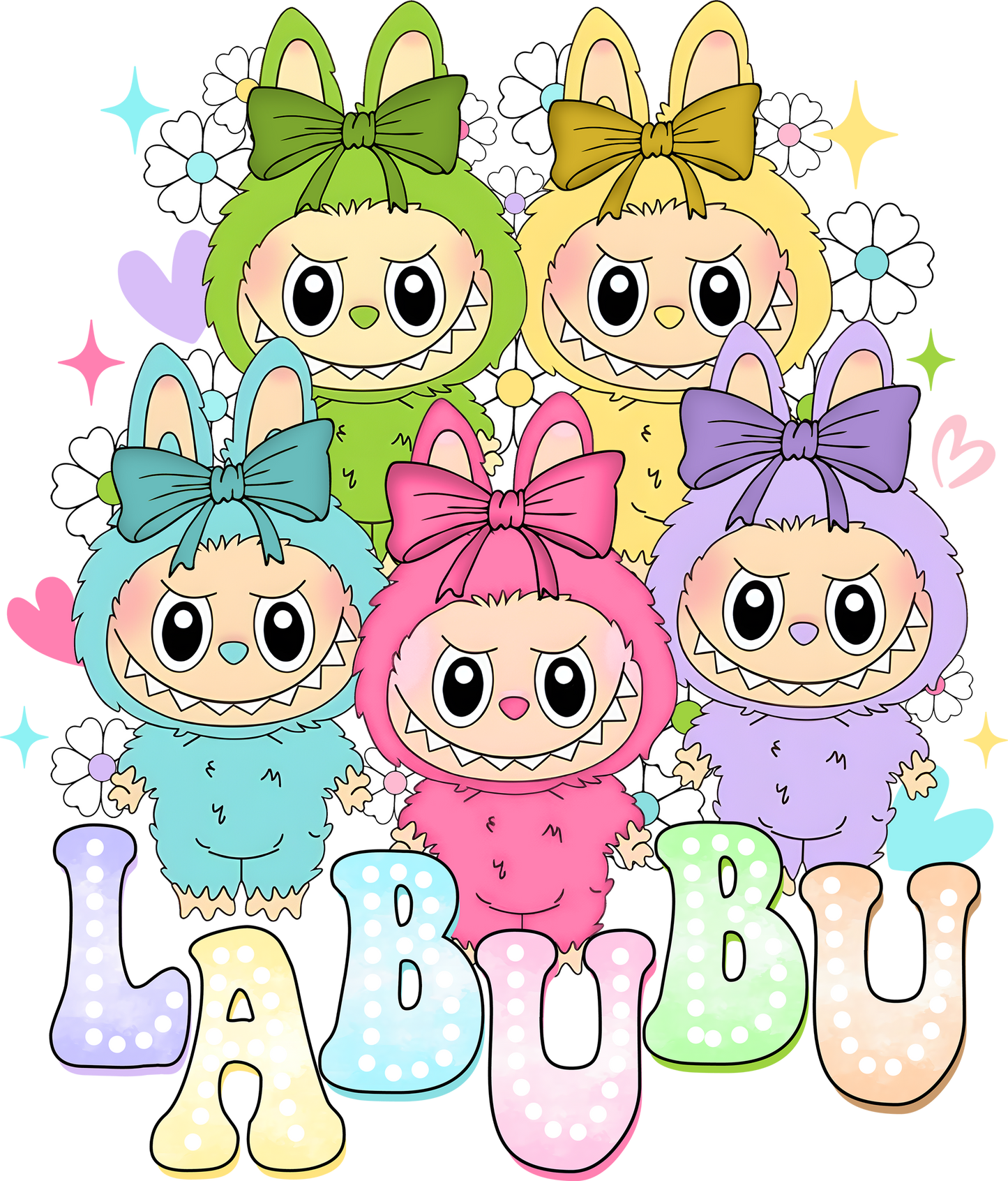 Kids | Strijkapplicatie Labubu figuren diverse kleuren