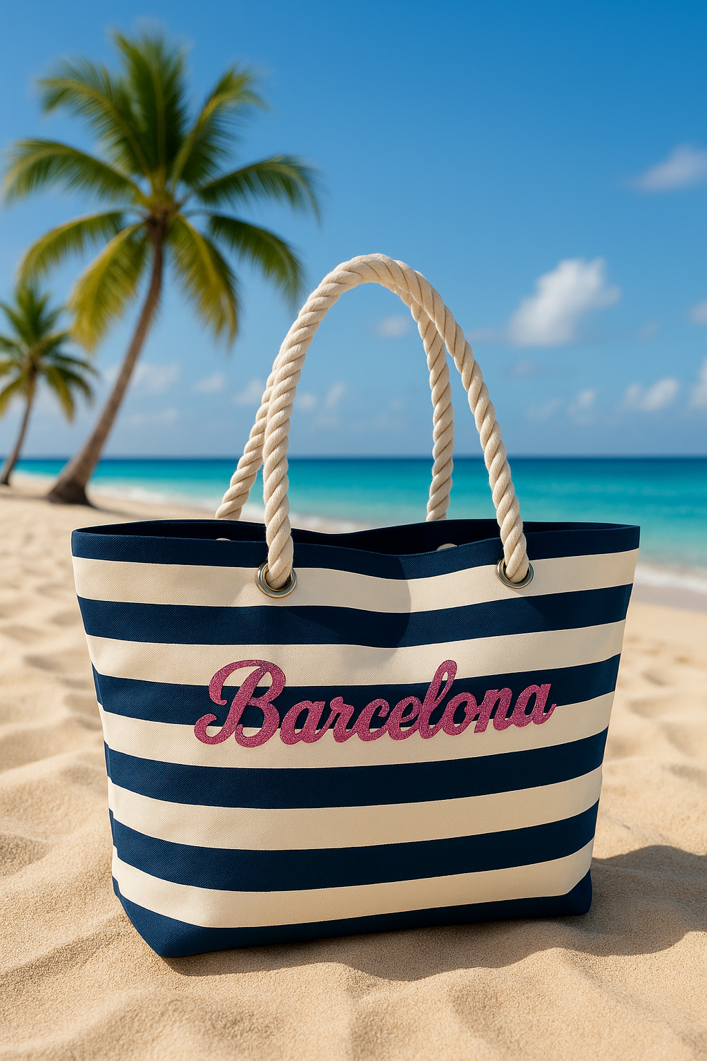 Strandtas met vakantiebestemming