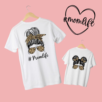 Familie T-shirt sets | #Momlife + dochter  strijkapplicatie voor kleding | perfect voor truien en t-shirts