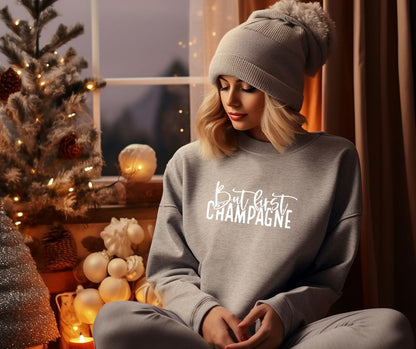 But first Champagne | Feestelijke strijkopdrukken voor kinderen – Perfect voor Kerst en Oud & Nieuw | Personaliseer je outfit