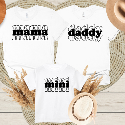 Familie T-shirt sets | Mom - Dad - Mini strijkapplicatie voor kleding | perfect voor truien en t-shirts