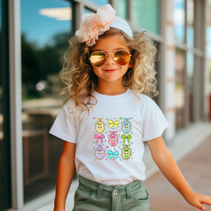 Kids | Strijkapplicatie Labubu figuren met strikjes – Schattige strijkapplicatie print voor kinderen en tieners
